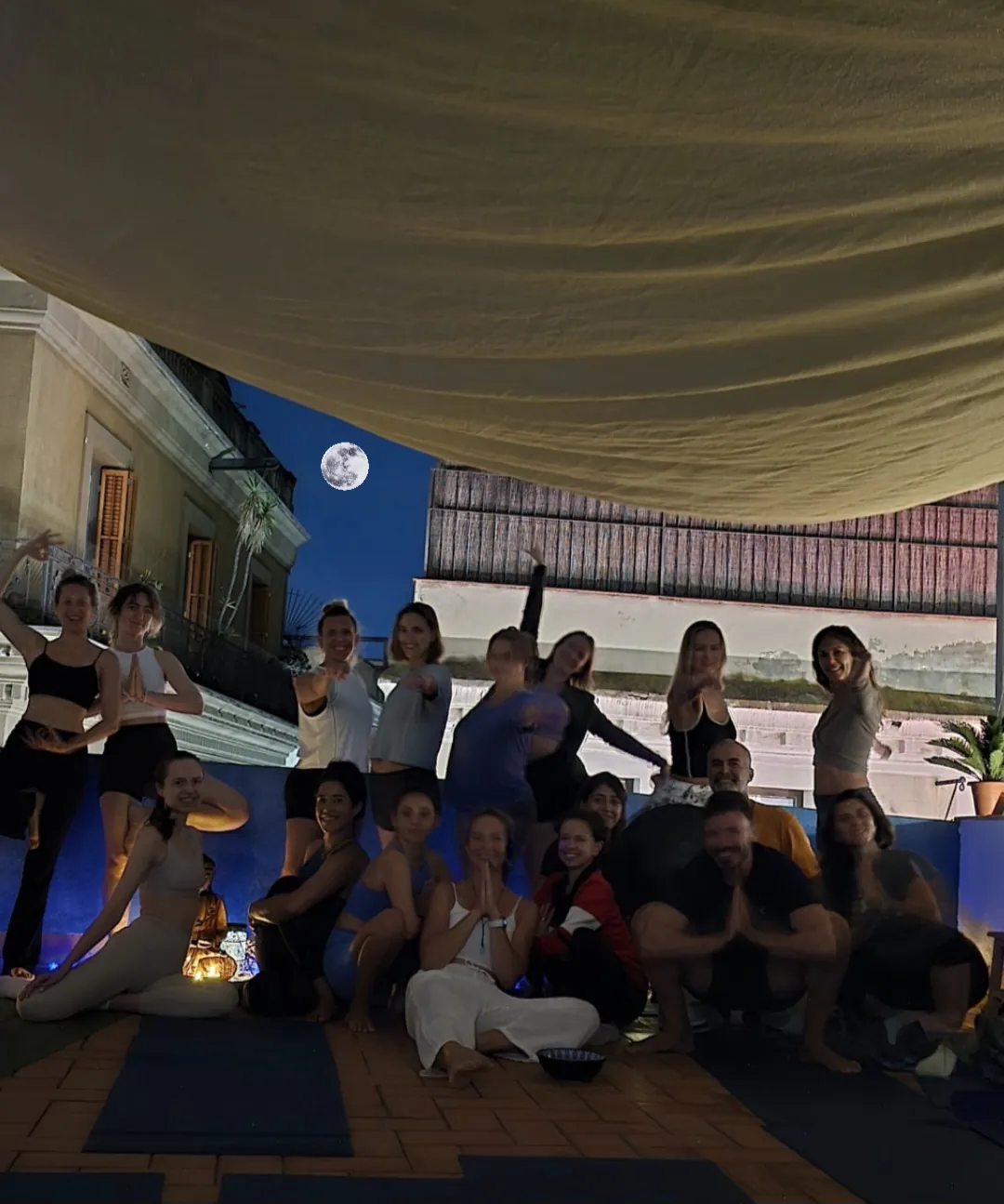 Full Moon Yoga on the rooftop terrace