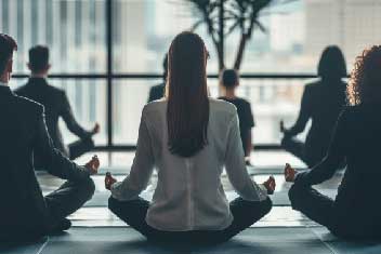 Corporate yoga wellbeing session in Barcelona