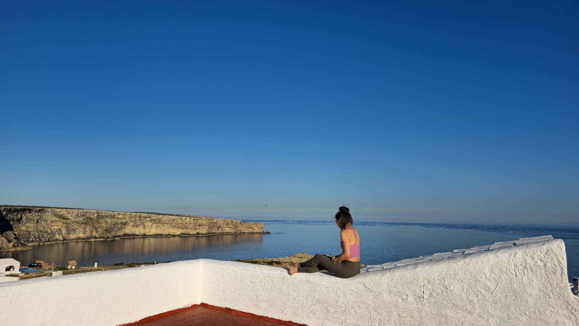 Morning yoga session on retreat in Menorca